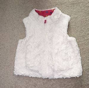 Carter's White Faux Fur Sleeveless Vest, Polka-dot Inside, Size 2T